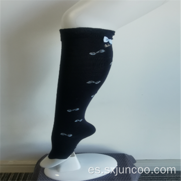 Calcetines hasta la rodilla negros informales con estampado de secado rápido para niñas